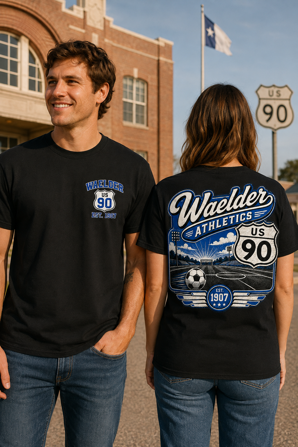 Waelder Route 90 Vintage Athletics T-Shirt | 1907 Collection