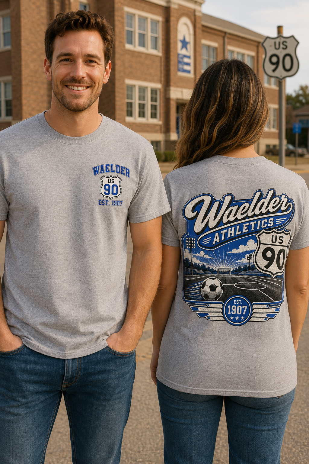 Waelder Route 90 Vintage Athletics T-Shirt | 1907 Collection